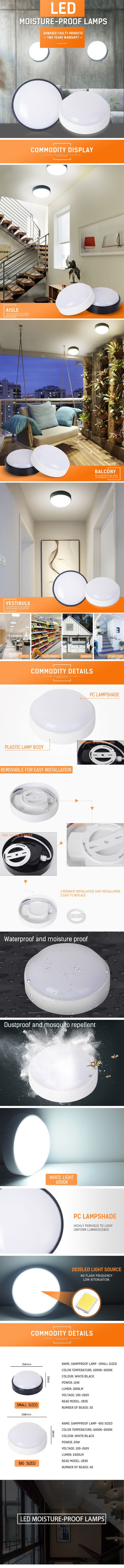 LED Wall Lamps 16W 20W Moistureproof Front Porch Ceiling Light Surface Mounted Round For Outdoor Garden Bathroom Lighting