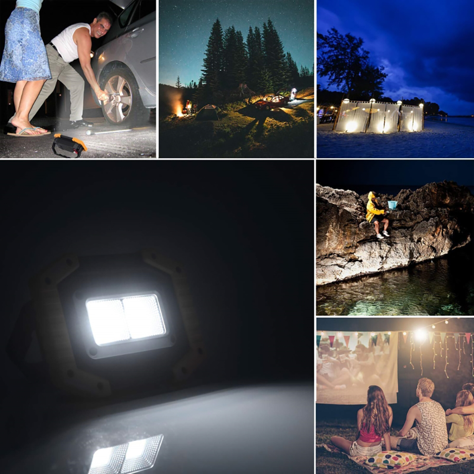 LED Work Light Rechargeable COB Floodlight Portable Spotlight Emergency Night Market Light Outdoor Camping Lantern Flashlight