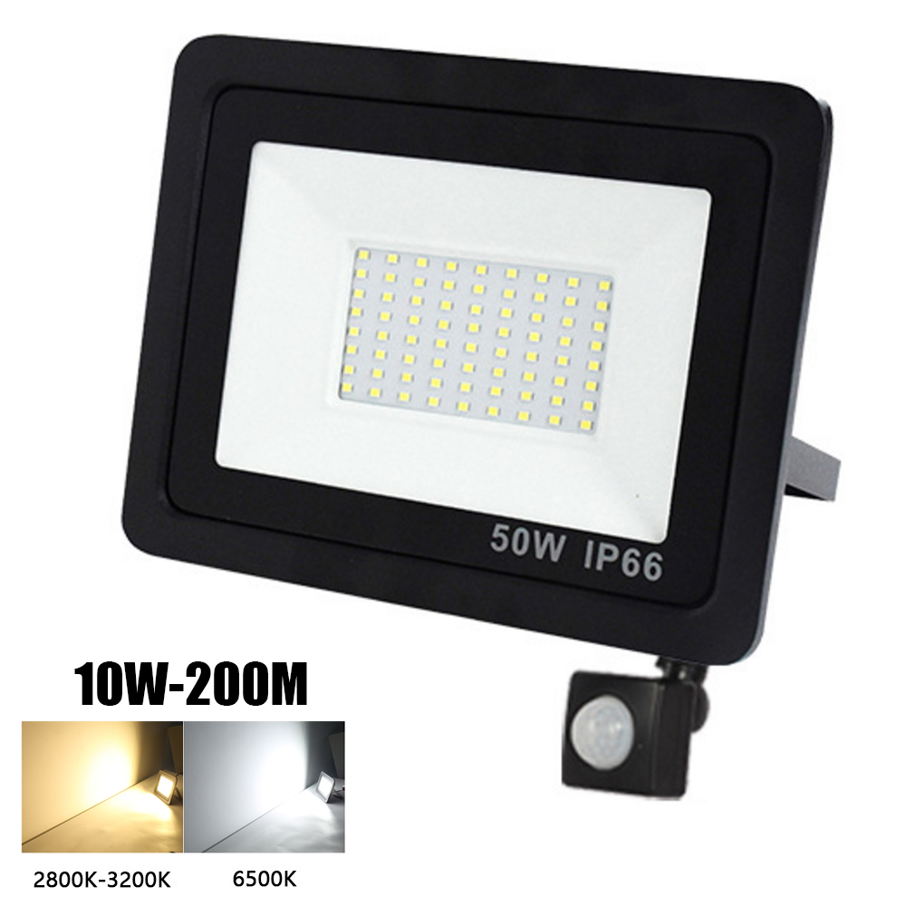 LED Spotlight 10W 20W 30W 50W PIR Motion Sensor High Brightness LED Flood light Outdoor Reflector Waterproof Garden Street Lamp