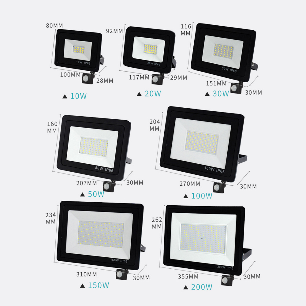 LED Spotlight 10W 20W 30W 50W PIR Motion Sensor High Brightness LED Flood light Outdoor Reflector Waterproof Garden Street Lamp