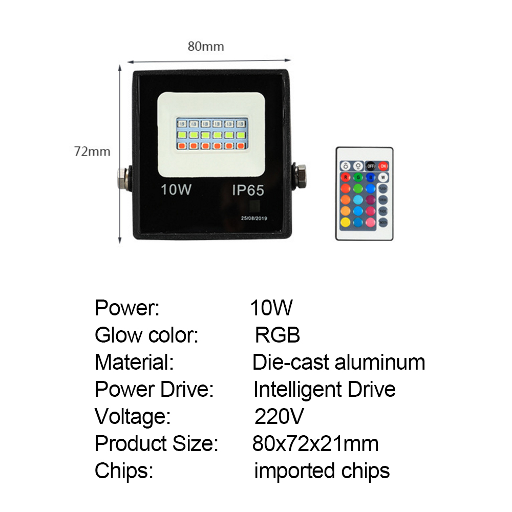 LED Floodlight 10W 30W 50W RGB 16 Colors Led Spotlight with Remote Control Outdoor Waterproof Reflector Garden Light 220V 240V