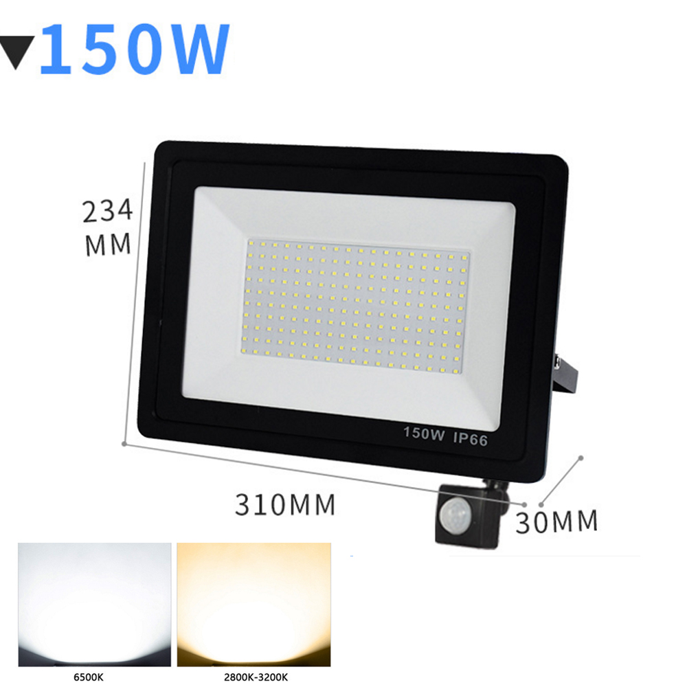 LED Flood Light 10W 20W 30W 50W PIR Motion Sensor Outdoor Waterproof Spot light Exterior Floodlight Garden Wall Street Light