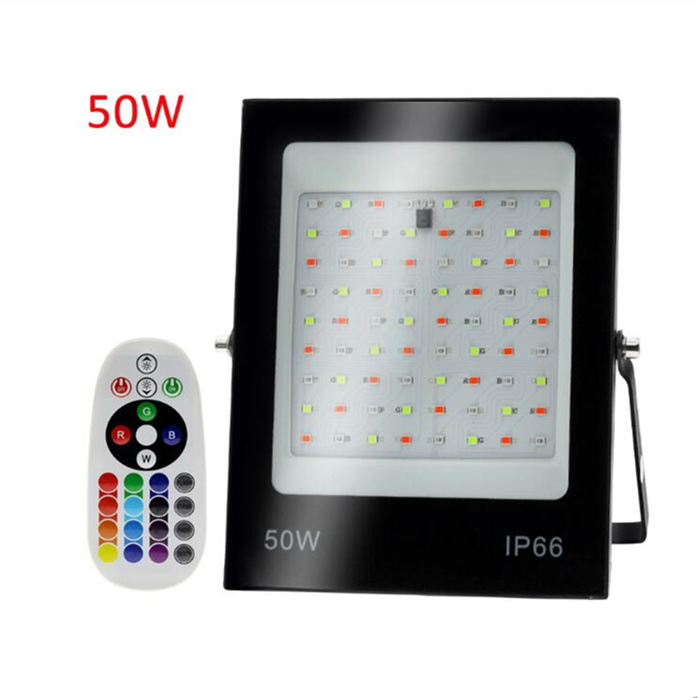 LED FloodLight IP67 Waterproof RGB LED Spotlight With Remote Control 30W 50W 100W 200W Garden Wall Projector Outdoor Lighting