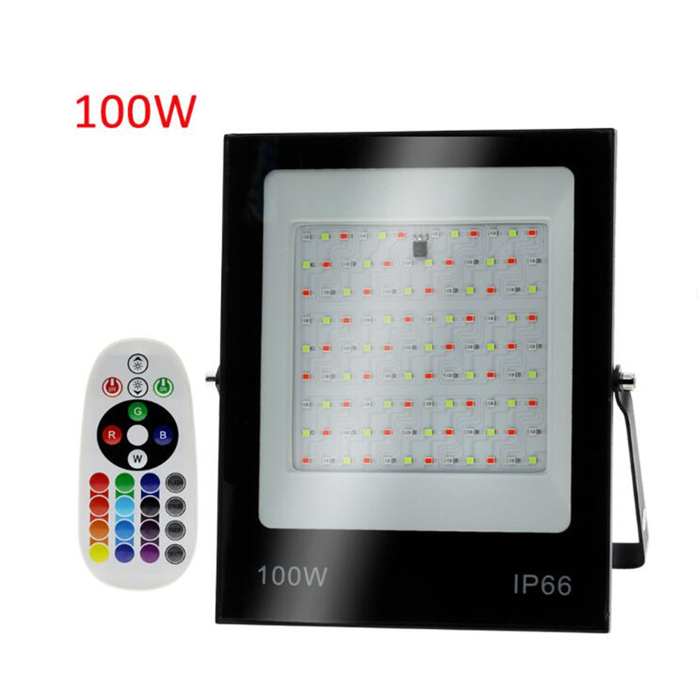 LED FloodLight IP67 Waterproof RGB LED Spotlight With Remote Control 30W 50W 100W 200W Garden Wall Projector Outdoor Lighting
