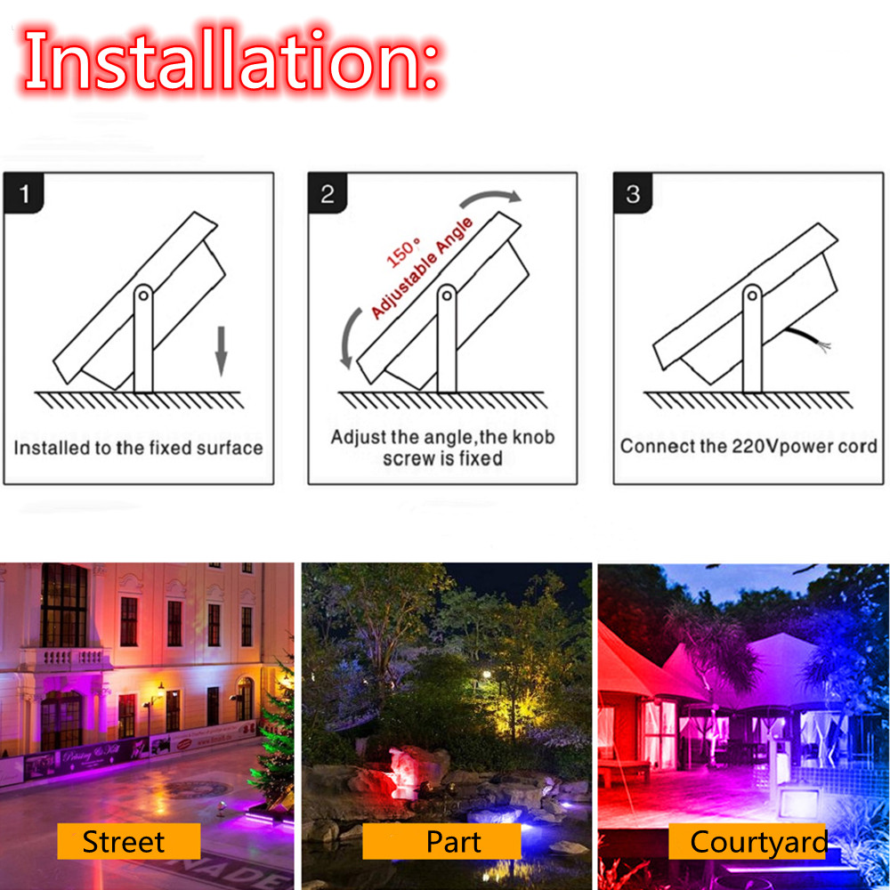 Led Flood Light IP65 Waterproof RGB Wall Lamp Spotlight 50W 100W 150W Garden Projector LED Light Outdoor Lighting Floodlight
