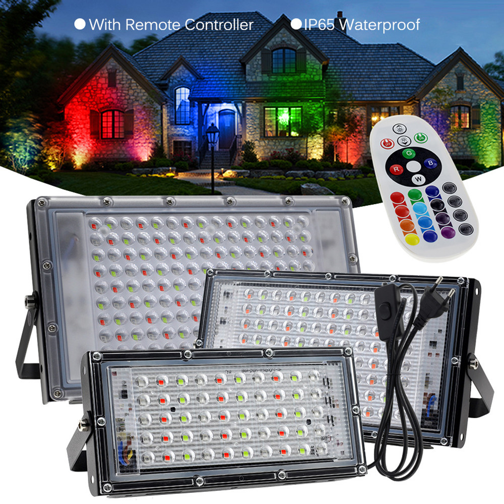Led Flood Light IP65 Waterproof RGB Wall Lamp Spotlight 50W 100W 150W Garden Projector LED Light Outdoor Lighting Floodlight
