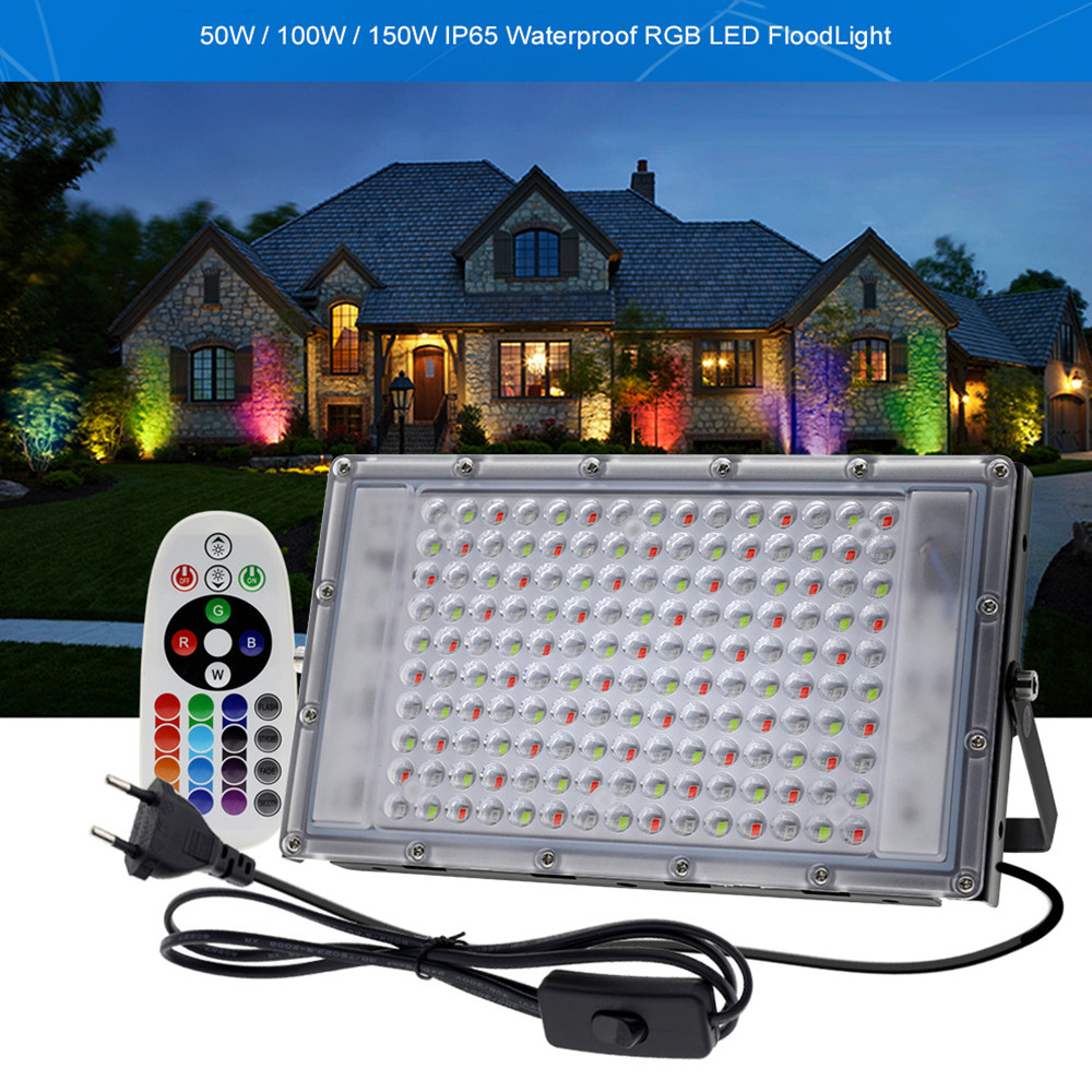 Led Flood Light IP65 Waterproof RGB Wall Lamp Spotlight 50W 100W 150W Garden Projector LED Light Outdoor Lighting Floodlight