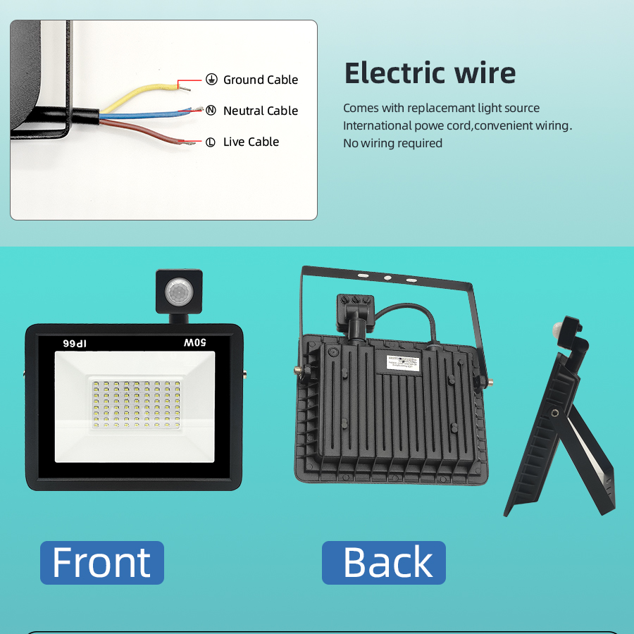 LED Flood Light 50W Motion Sensor Pir Floodlight Lamp Floodlights Outdoor IP66 Street Garden Spotlight Wall Lighting