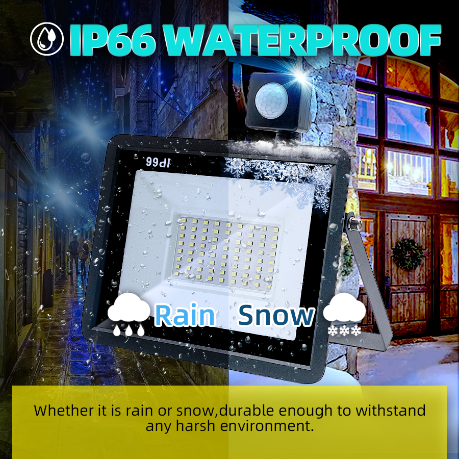 LED Flood Light 50W Motion Sensor Pir Floodlight Lamp Floodlights Outdoor IP66 Street Garden Spotlight Wall Lighting
