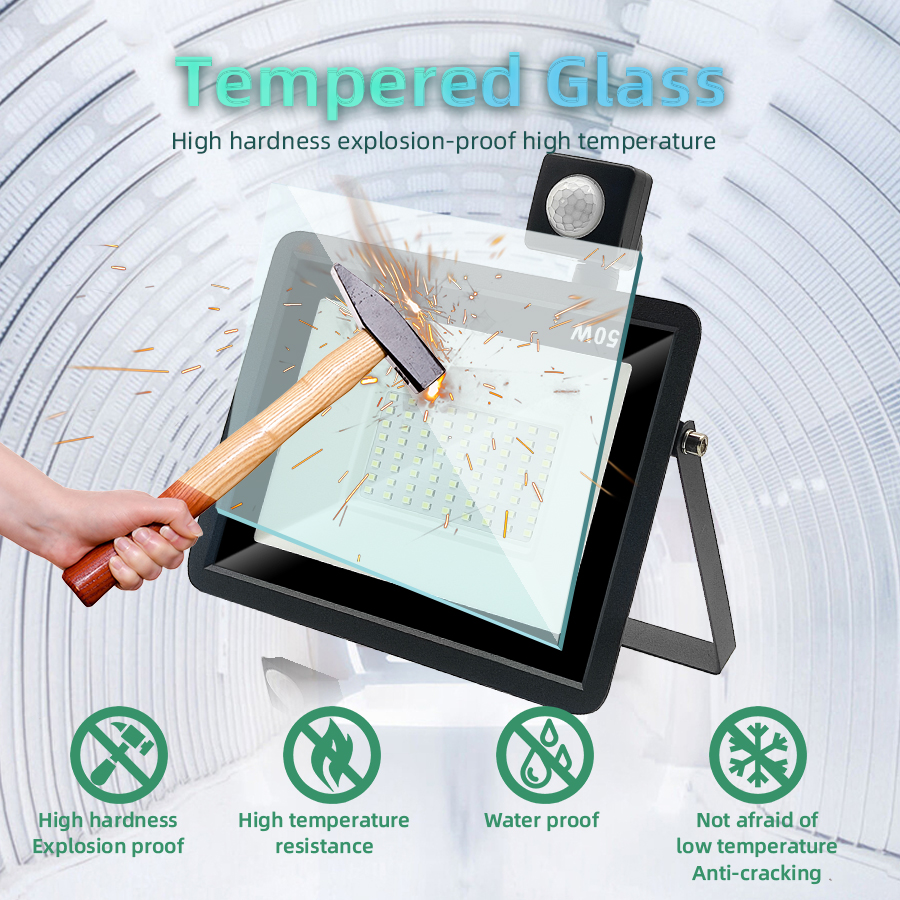 LED Flood Light 50W Motion Sensor Pir Floodlight Lamp Floodlights Outdoor IP66 Street Garden Spotlight Wall Lighting