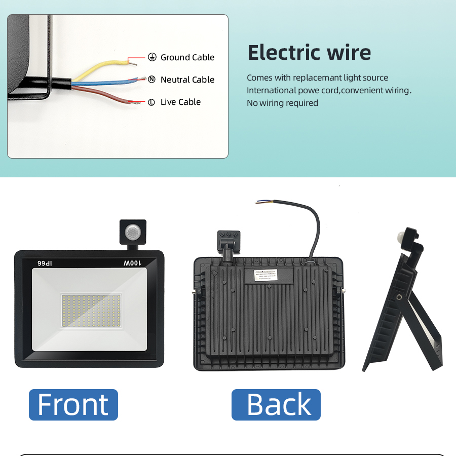 LED Flood Light Motion Sensor Pir Floodlight Lamp 50W 30W Floodlights Outdoor IP66 10W 20W 100W 150W Garden Spotlight Wall