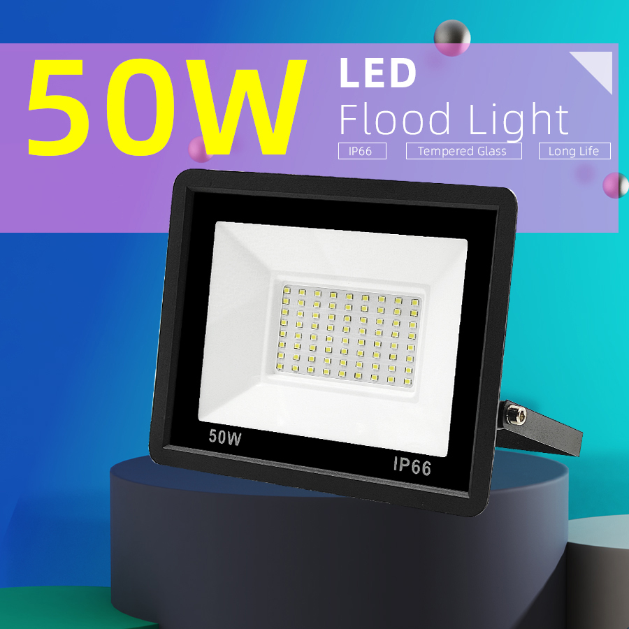 2pcs/lot 50W Floodlight LED Outdoor Flood Light Lamp Floodlights IP66 Waterproof Street Garden Spotlight Wall Projector Lighting