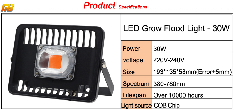 Led Full Spectrum Grow Lamp 380-780nm 30W 50W 80W 100W 220V Outdoor Phyto Light Growth Floodlight For Plant Greenhouse Seeding