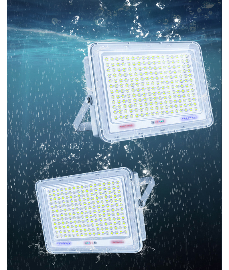 100-500W LED Solar Solar Lamp Super Bright Lighting Gig Capacity Battery Lens Spotlight Wireless Outdoor Waterproof
