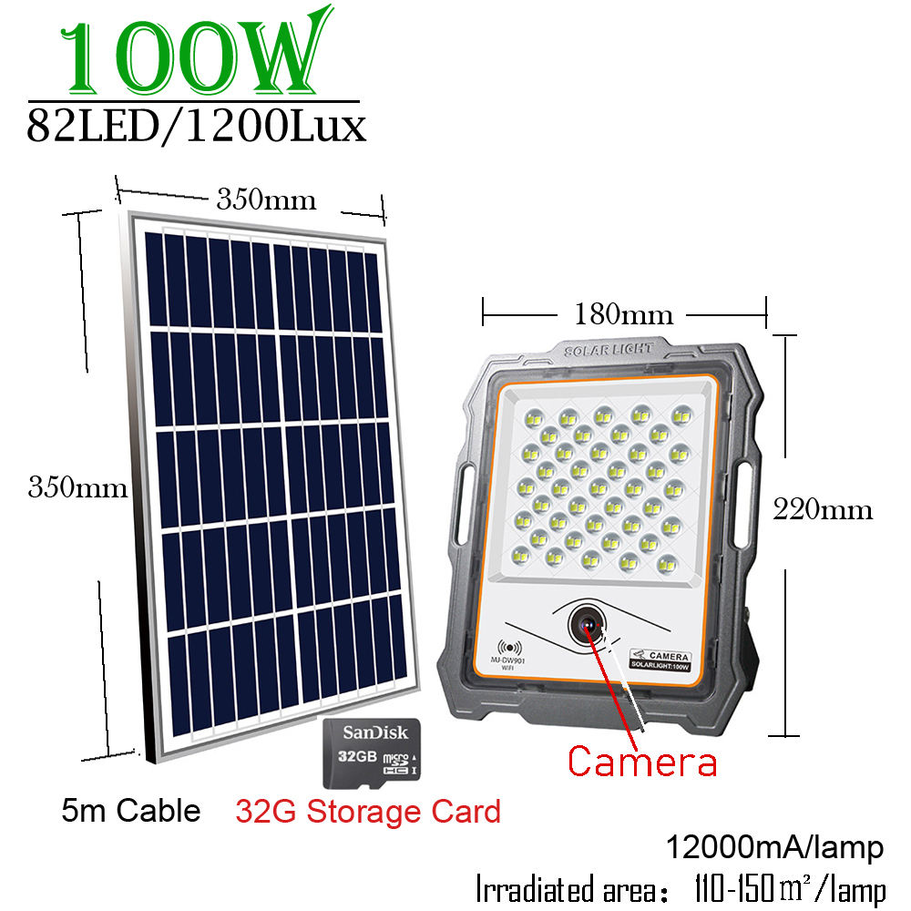 100-400W LED Camera Security Solar Light Home Monitor Lamp Induction Super Bright Big Battery 18 Hours Spotlight Outdoor