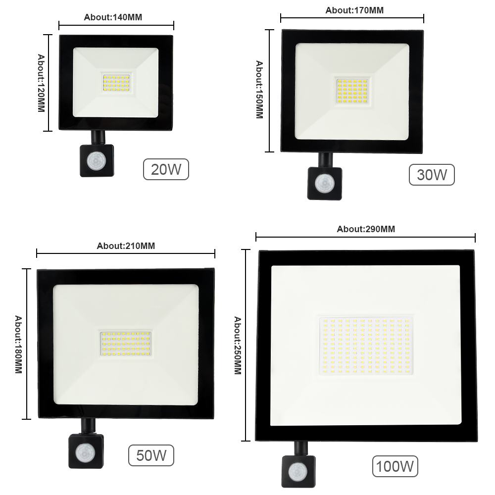Led Floodlight Motion Sensor Reflector Lamp SpotLight 20 30 50 100W Led Spot light Outdoor AC220V IP66 Projector Light