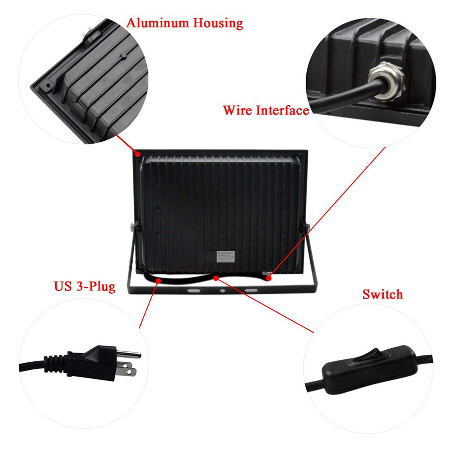 30W 60W AC85-265V UV LED Floodlight IP66 Waterproof Ultra Violet Outdoor Blacklight Stage Light for Halloween Birthday Party