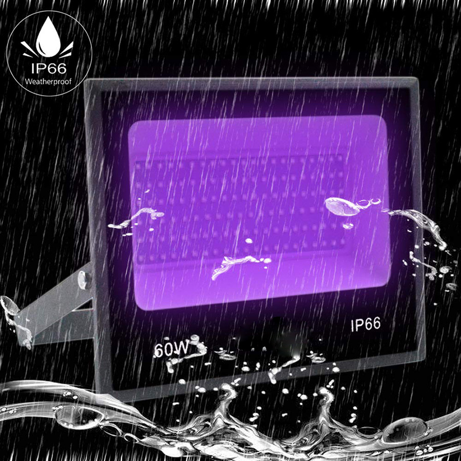 30W 60W AC85-265V UV LED Floodlight IP66 Waterproof Ultra Violet Outdoor Blacklight Stage Light for Halloween Birthday Party