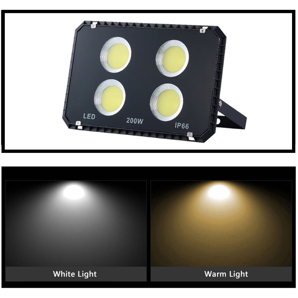 LED Spotlight Outdoor Lighting 100W Projector 200W Floodlight for Building Exterior Garden Patio Doorway Garage Waterproof IP66