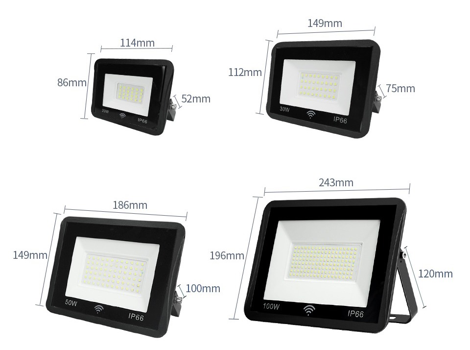 Radar Sensor LED FloodLight 20W 30W 50W 100W AC220V Waterproof IP66 Outdoor Lighting Spotlight For Stadium Garden Wall Reflector