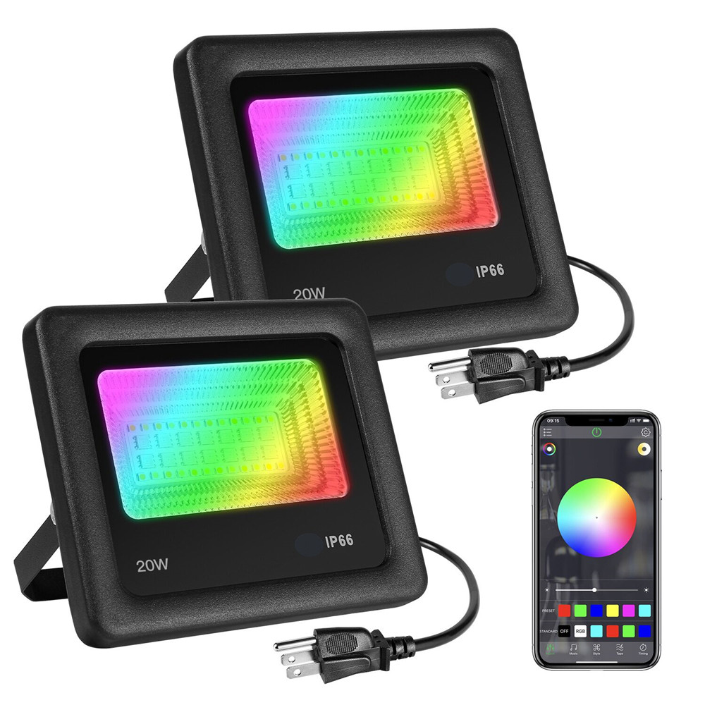 Outdoor 20W 40W Smart Bluetooth LED Flood Light RGB APP Control LED Floodlights for Garden Party Landscape Stage Lighting