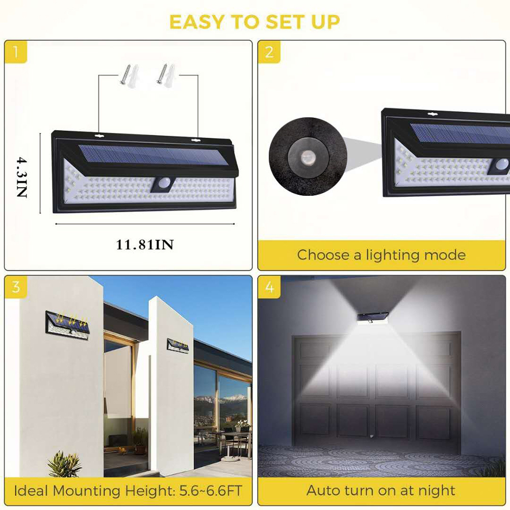 90 LED Solar Light Outdoor Solar Lamp Powered Sunlight PIR Motion Sensor Waterproof Street Lamp for Garden Decoration