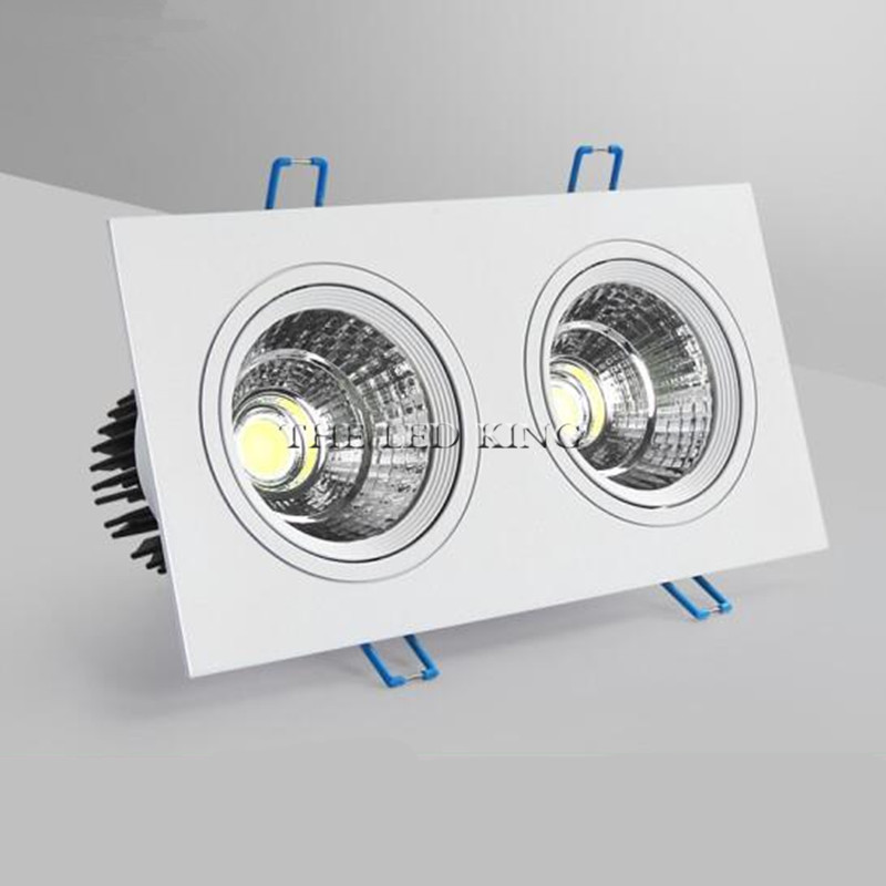 1pcs double square Dimmable Led downlight light COB Ceiling Spot Light 20W 30W LED ceiling recessed Lights Indoor Lighting