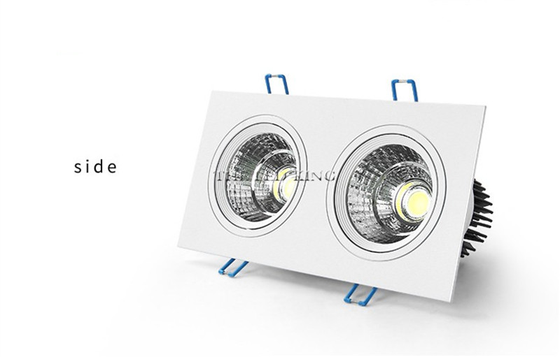 1pcs double square Dimmable Led downlight light COB Ceiling Spot Light 20W 30W LED ceiling recessed Lights Indoor Lighting
