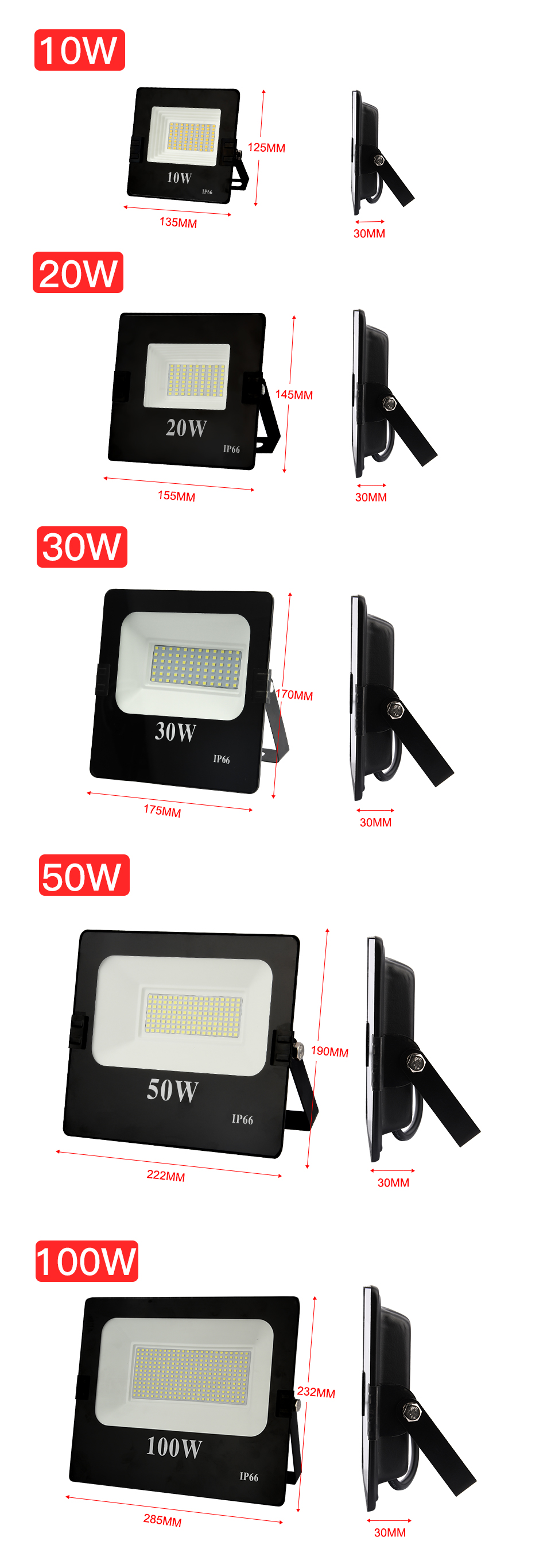 LED FloodLight 220V 300W 200W 30W 50W 100W High Brightness IP66 Waterproof Garden Lamp Wall LED Light Outdoor Lighting