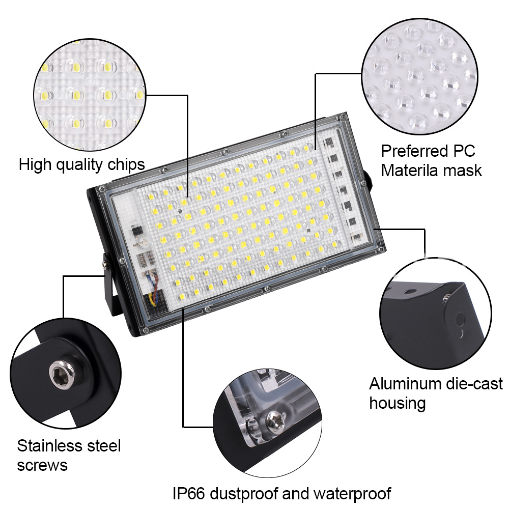 100W Led Flood Light AC 220V 230V 110V Outdoor Floodlight Spotlight IP65 Waterproof LED Street Lamp Landscape Lighting