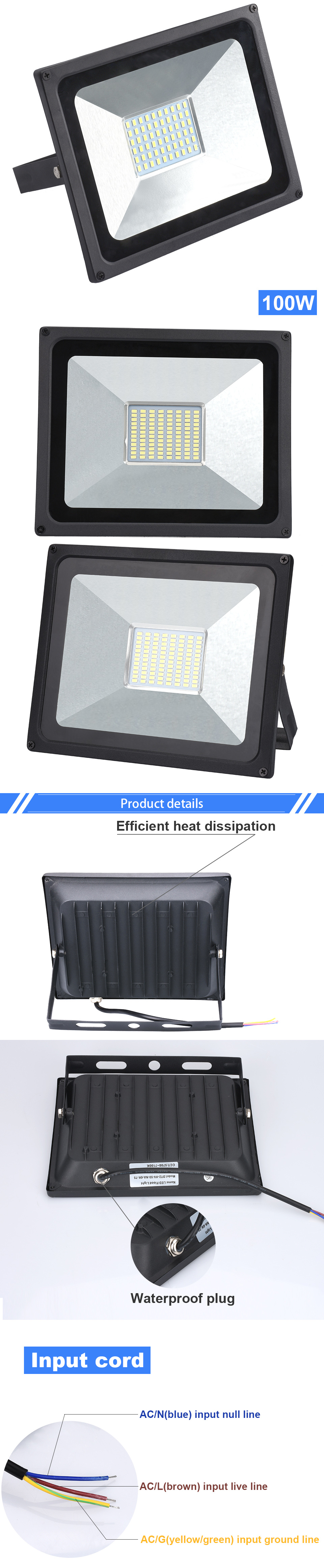 220V LED FloodLight 10W 30W 50W 100W Reflector LED Flood Light Waterproof IP65 Spotlight Wall Outdoor Lighting Warm Cold White