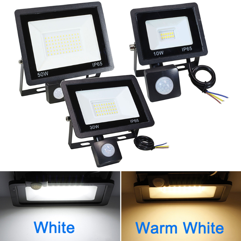 10W 20W 30W 50W 100W LED Floodlight 220V 240V Waterproof PIR Motion Sensor Floodlight Outdoor Wall Lamp Flood Light Spotlight