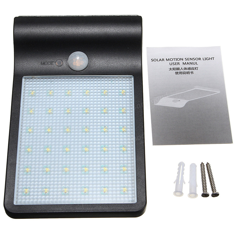 4pcs Solar Power 450LM 36 LED PIR Motion Sensor Lamps Outdoor Street Waterproof Wall Lights Garden Security Lamp with pole