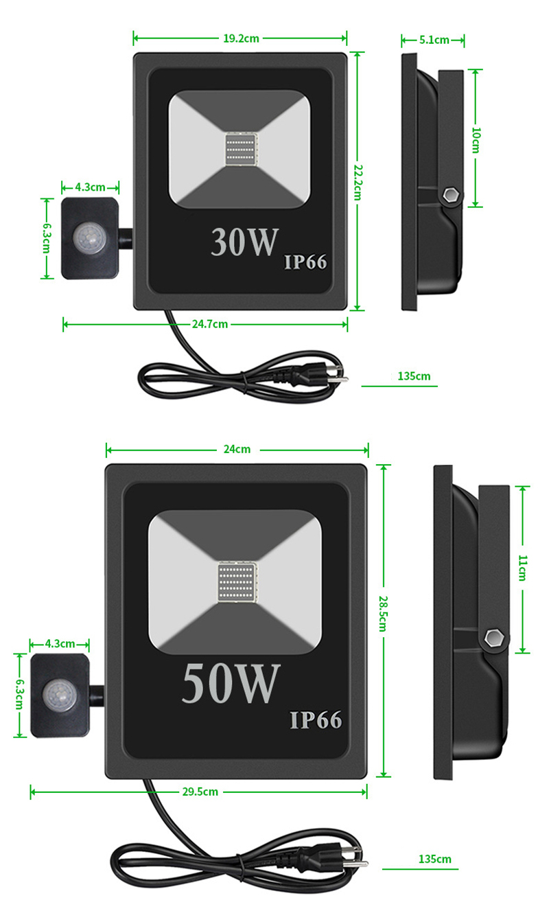 PIR Motion Sensor 50W UV LED Flood Light Ultraviolet Blacklight Floodlamp 85V-265V IP66 Waterproof for Parties Curing Glue Party