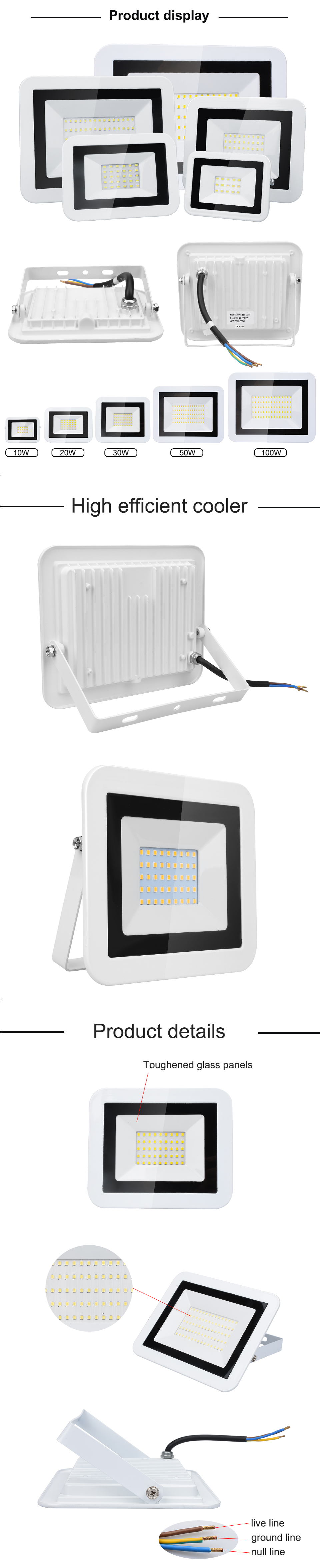 LED Floodlight Wall Reflector Led Lamp 10W 20W 30W 50W 100W Waterproof Outdoor AC 220V Spotlight For Garden Square Flood Light