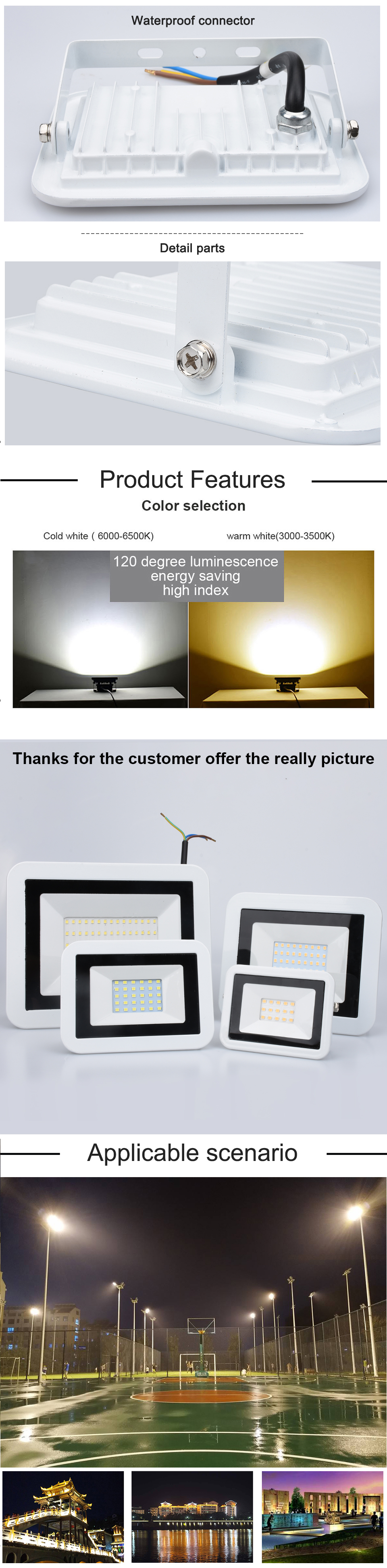 LED Floodlight Wall Reflector Led Lamp 10W 20W 30W 50W 100W Waterproof Outdoor AC 220V Spotlight For Garden Square Flood Light
