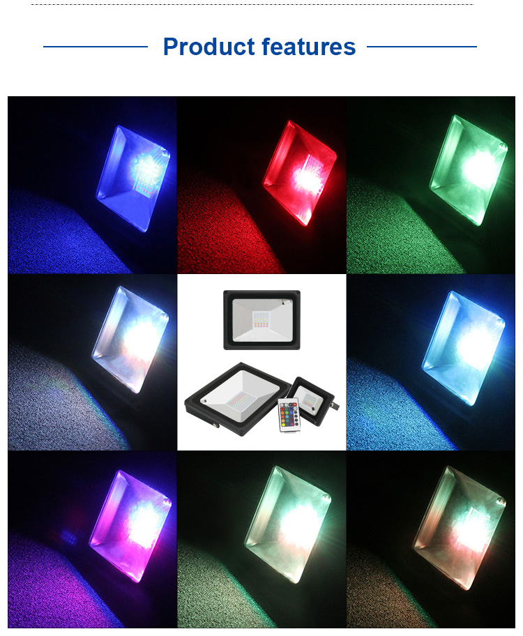 10W 20W 30W 50W RGB LED Flood Light Color Changing Led Reflector Waterproof Outdoor Spotlight 220V Projector Lamp
