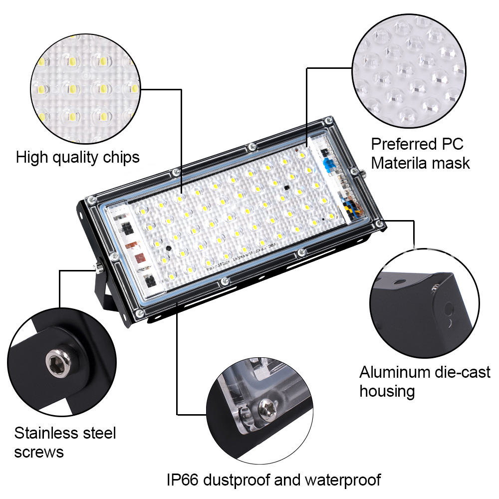50W 100W RGB Led Spotlight Outdoor Flood Light Waterproof IP66 AC 220V Reflector Led Projector SMD 2835 With Remote Controller