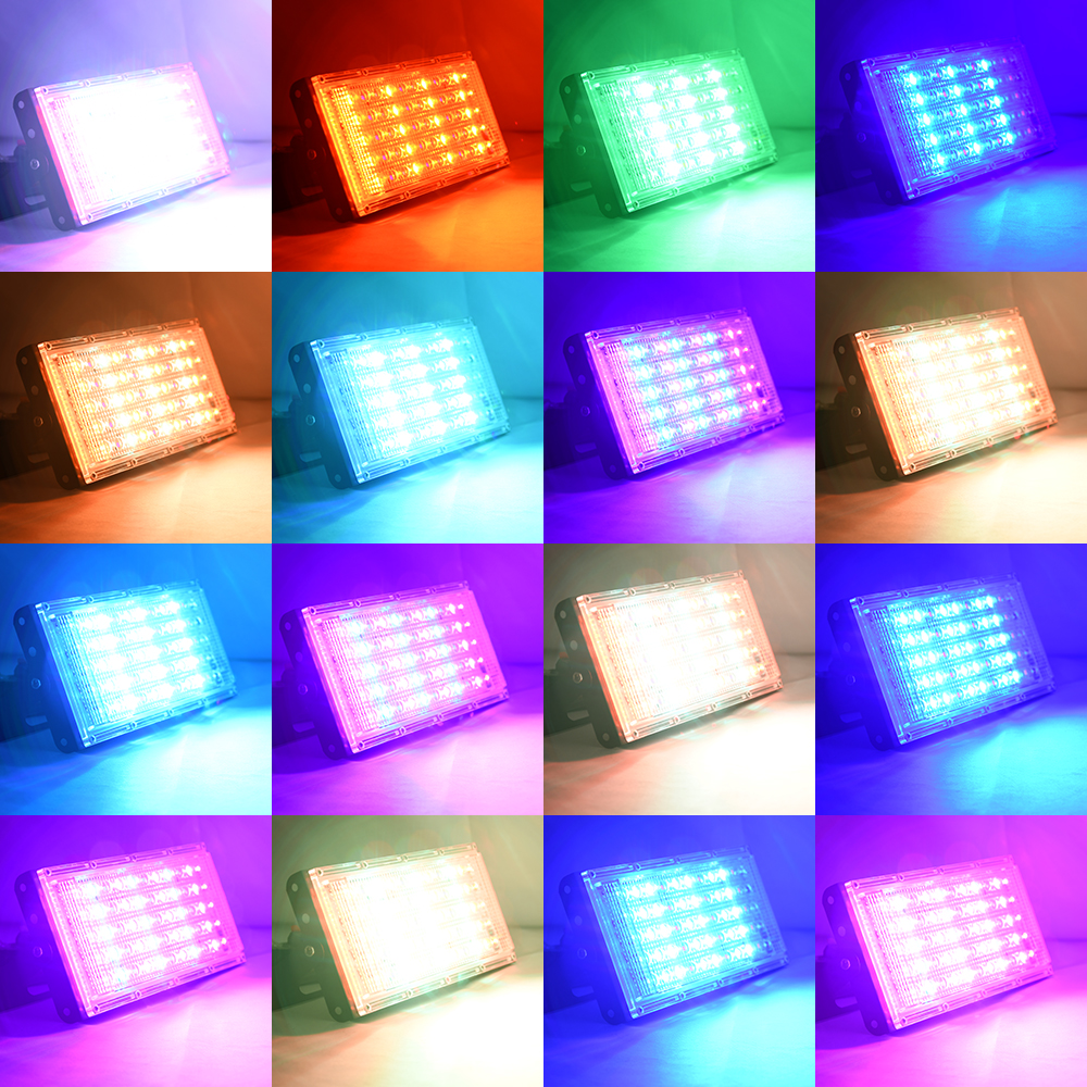 50W 100W RGB Led Spotlight Outdoor Flood Light Waterproof IP66 AC 220V Reflector Led Projector SMD 2835 With Remote Controller