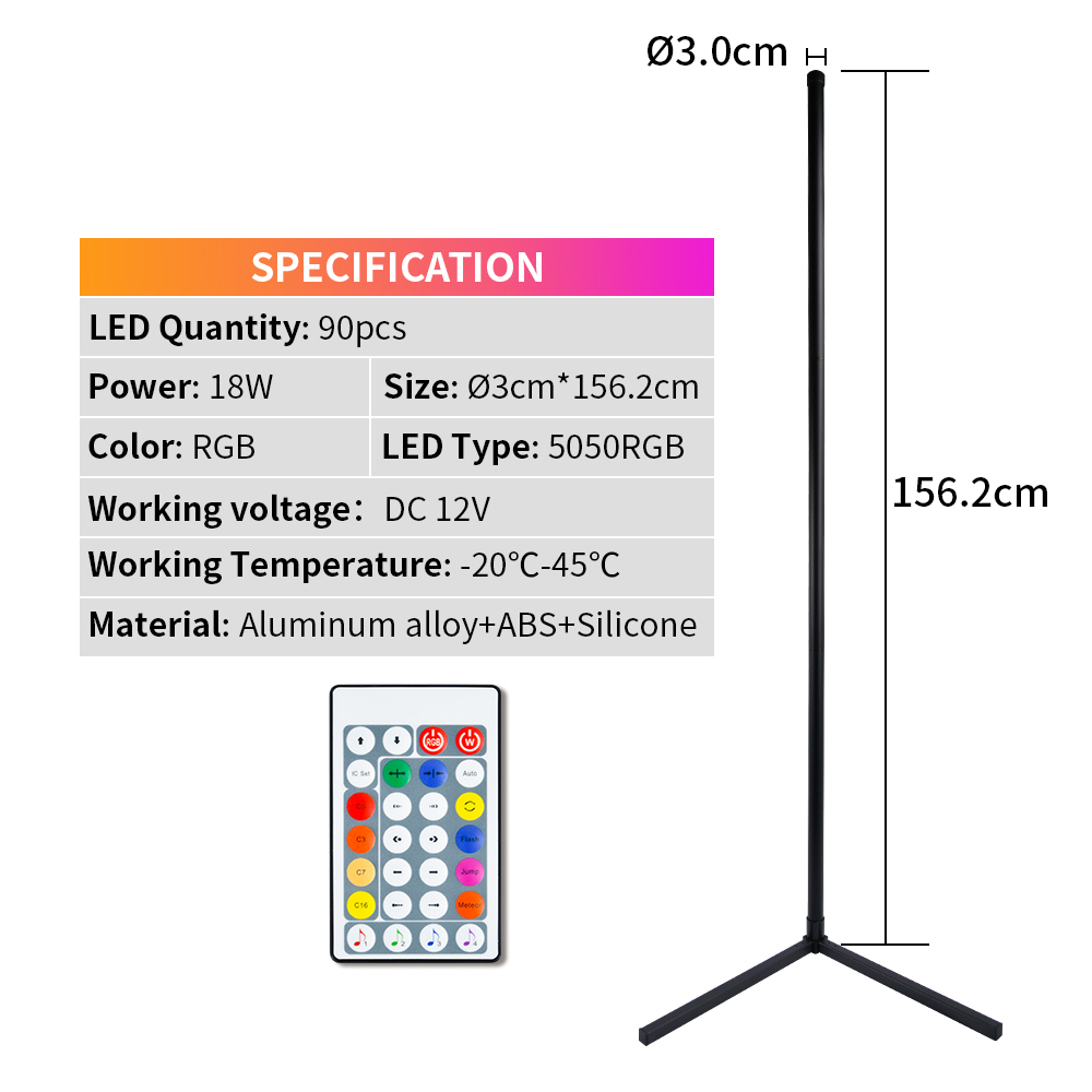 Led Night Lamp Nordic RGB Modern Bedroom Night Light Dimming Standing Lamp Home Decor Indoor Standing Light Fixtures