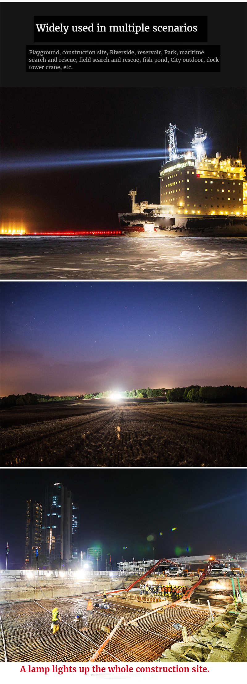 Floodligh Tower Chandelier Searchlight Outdoor Remote Spotlight Lighting Lamps for Ship Terminal Port Prison Vegetable Field