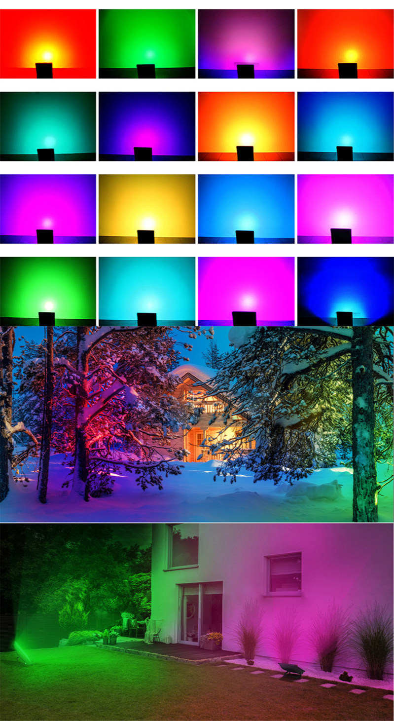 Outdoor Landscape Lighting Tree Light RGB Floodlight Garden Spotlight Christmas Lights Waterproof Outdoor Park Lamp 50W 100W