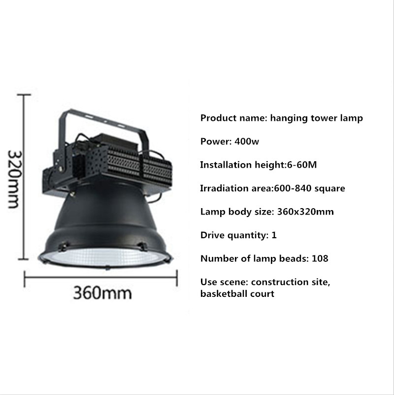 LED Floodlight Outdoor Waterproof Court Construction Site Lights Wharf Tower Crane Project Outdoor Lighting 300W 400W Spotlight