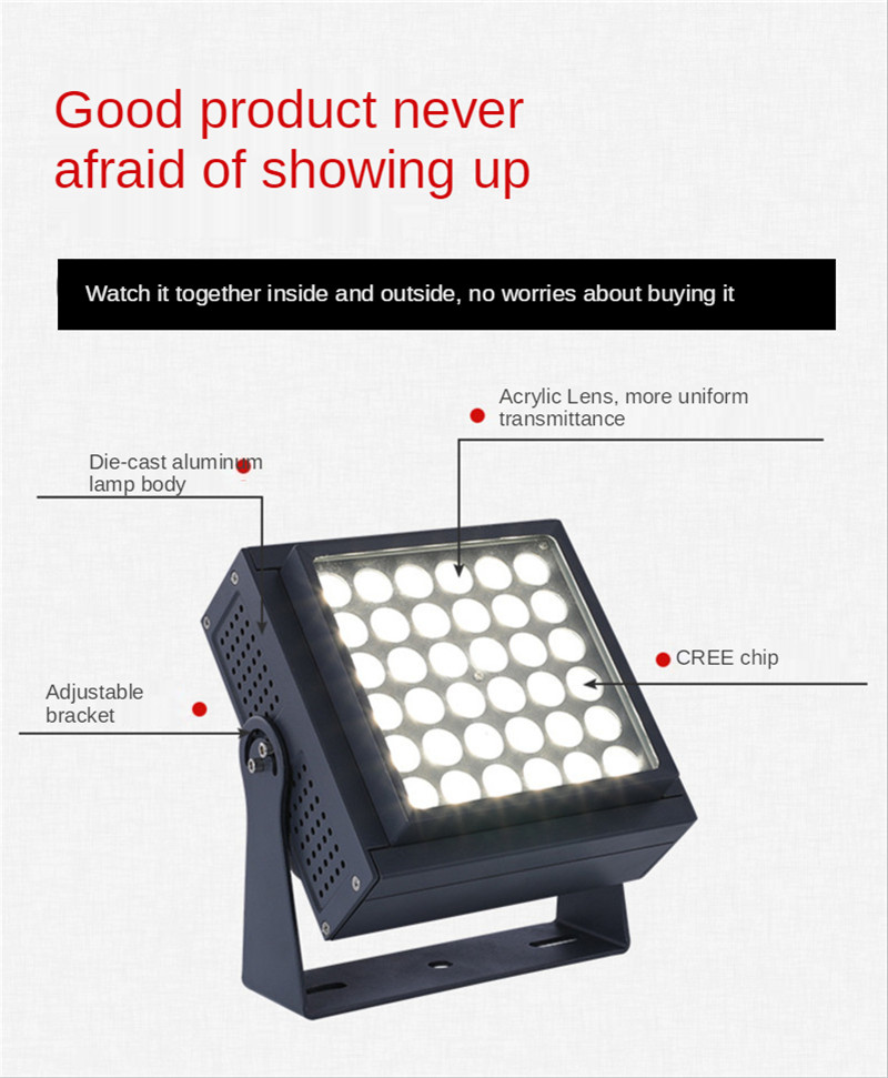 RGB Floodlight Outdoor Lighting Project Building Body Bridge Square LED Flood Light Outdoor Landscape Tree Light 36W DC24V Lamps
