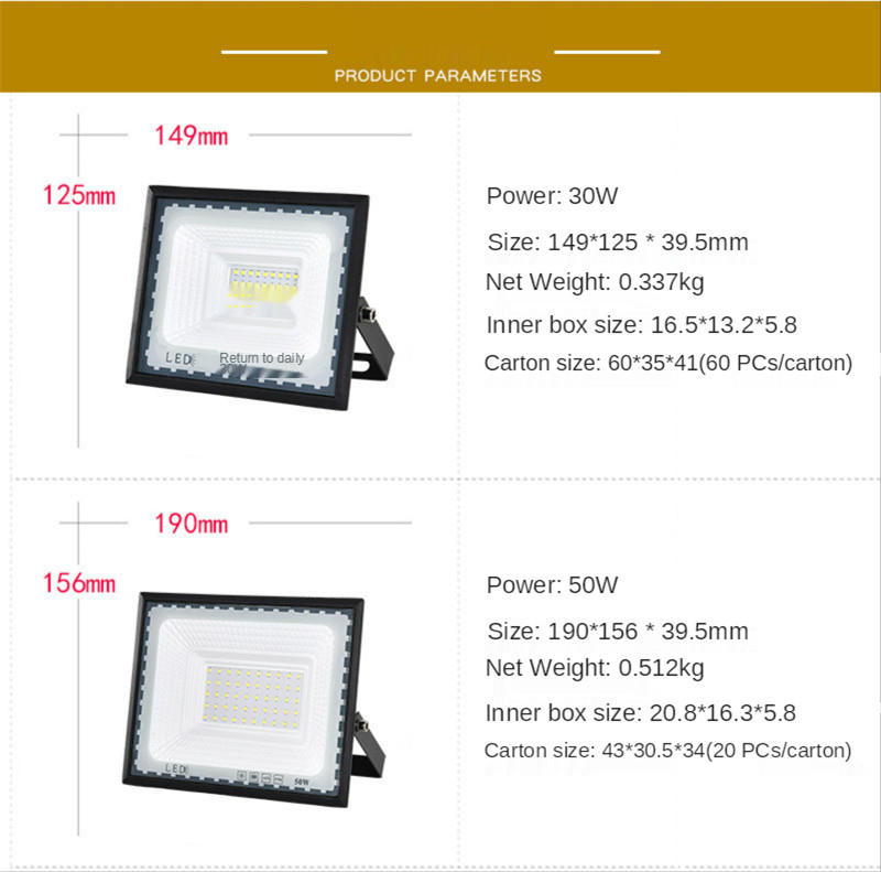 Ultra-thin Floodlight Outdoor Lighting Spotlight Led 100W Led 30W Garden Lights Outdoor Advertising Lighting Flood Light 150W
