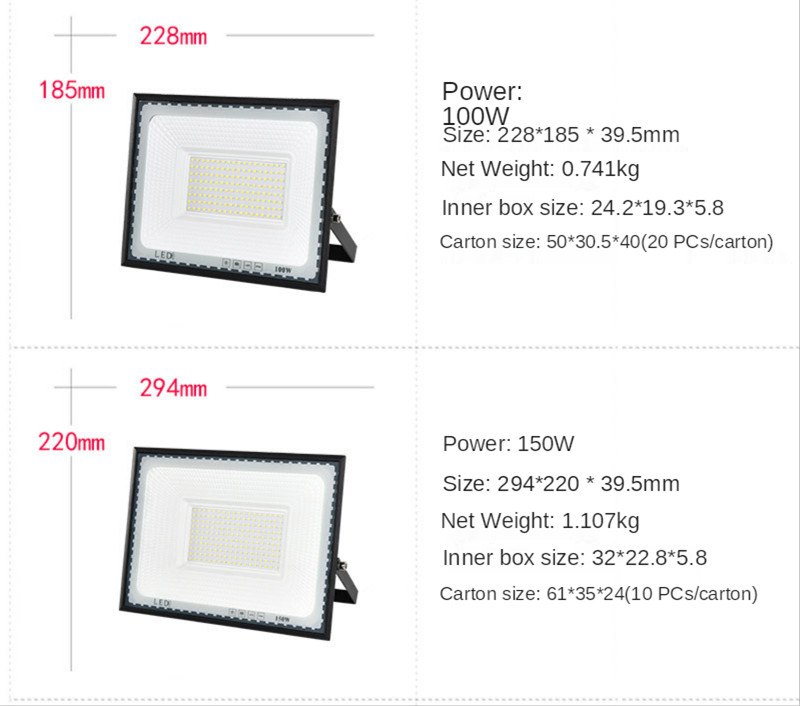 Ultra-thin Floodlight Outdoor Lighting Spotlight Led 100W Led 30W Garden Lights Outdoor Advertising Lighting Flood Light 150W