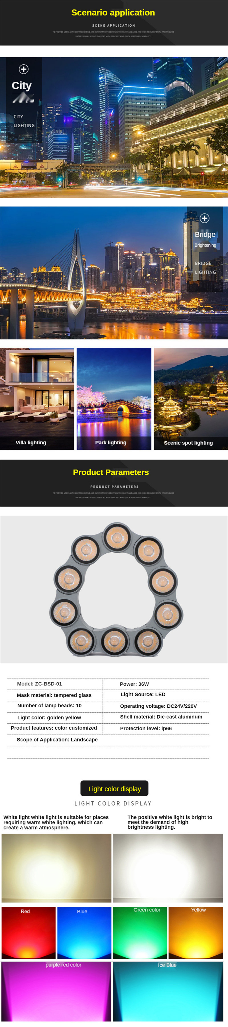 Post Lights Pillar Light Garden Landscape Led Tree Holding Lamp Bollard Light Xmas Lights Outdoor Ring Corrugated Lamp IP66