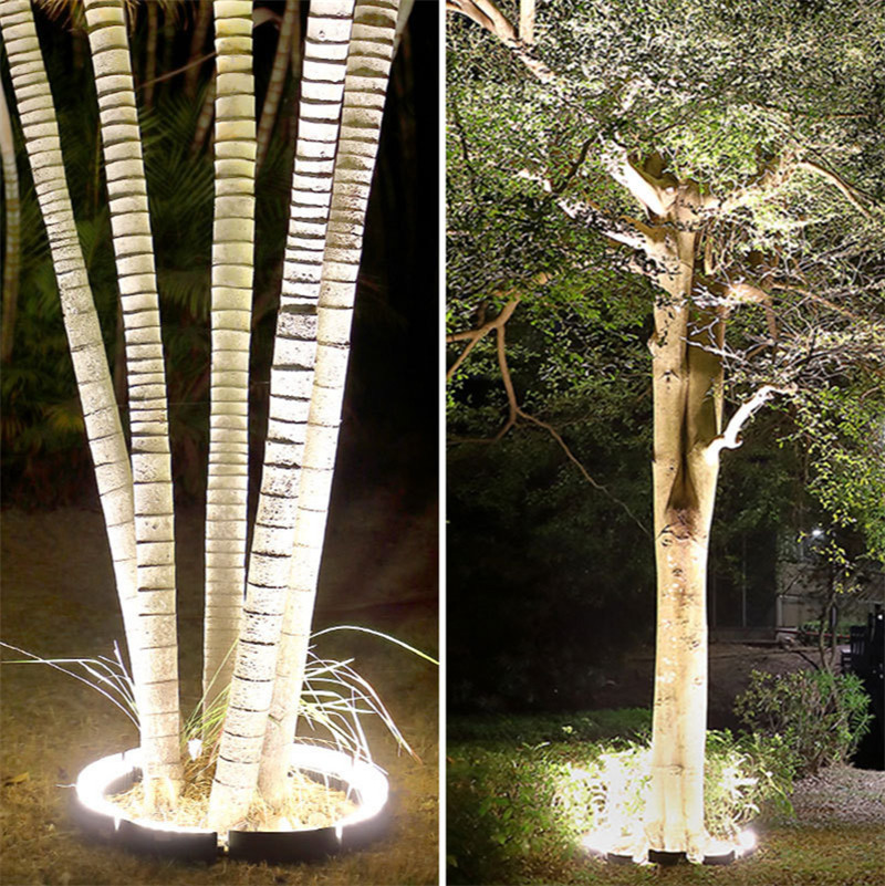 Led Tree Holding Lamp Pillar Lights Outdoor Circular Beam Lamp Landscape Lighting Projection Colorful RGB Tree Lighting DC24V