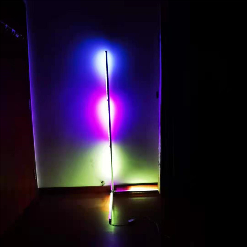 Nordic Led RGB Wall Corner Floor Lamp Living Room Sofa Bedroom Bedside Vertical Lamp Stitching DIY Projector Light App Remote