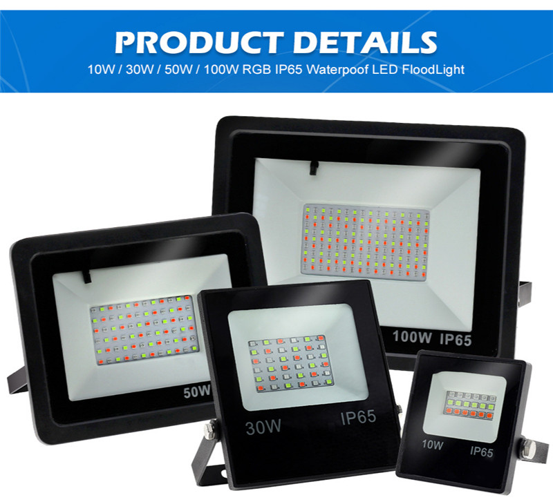 RGB LED Floodlight Outdoor Wall Lamp Reflector IP65 Waterproof Garden Landscape Lighting Flood Light Colour AC220V 50W 100W LED